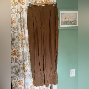 100% Silk Pants Sandra Roth Brown 12 Tall